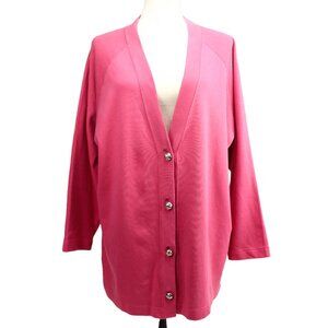 Vintage Salvatore Ferragamo Pink Jersey Raglan Sleeve Long Cardigan ~12 Italy